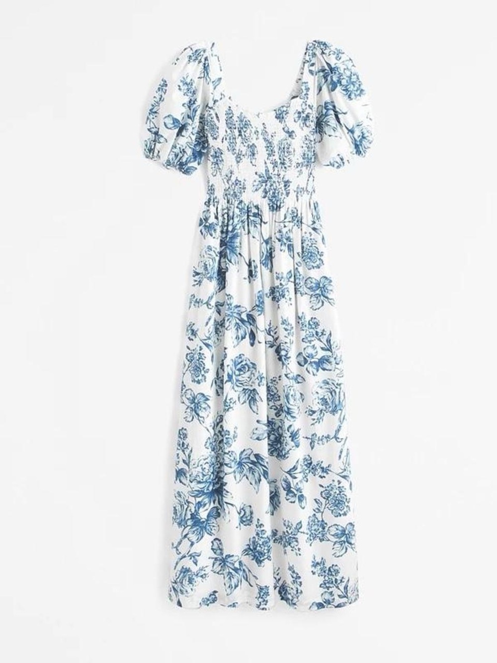 Abercrombie & Fitch White Maxi Dress with Blue Floral Print